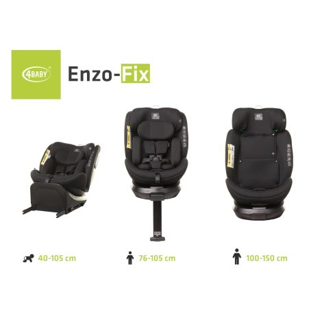 4Baby Enzo-Fix - fotelik samochodowy 40-150 cm | Black - 6